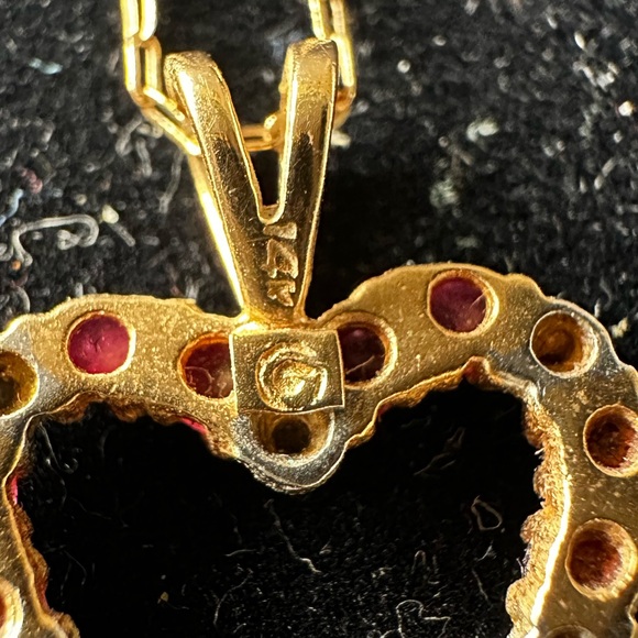 Heart 14k Necklace - 18” - Heart has Rubies/Diamonds - Picture 5 of 7